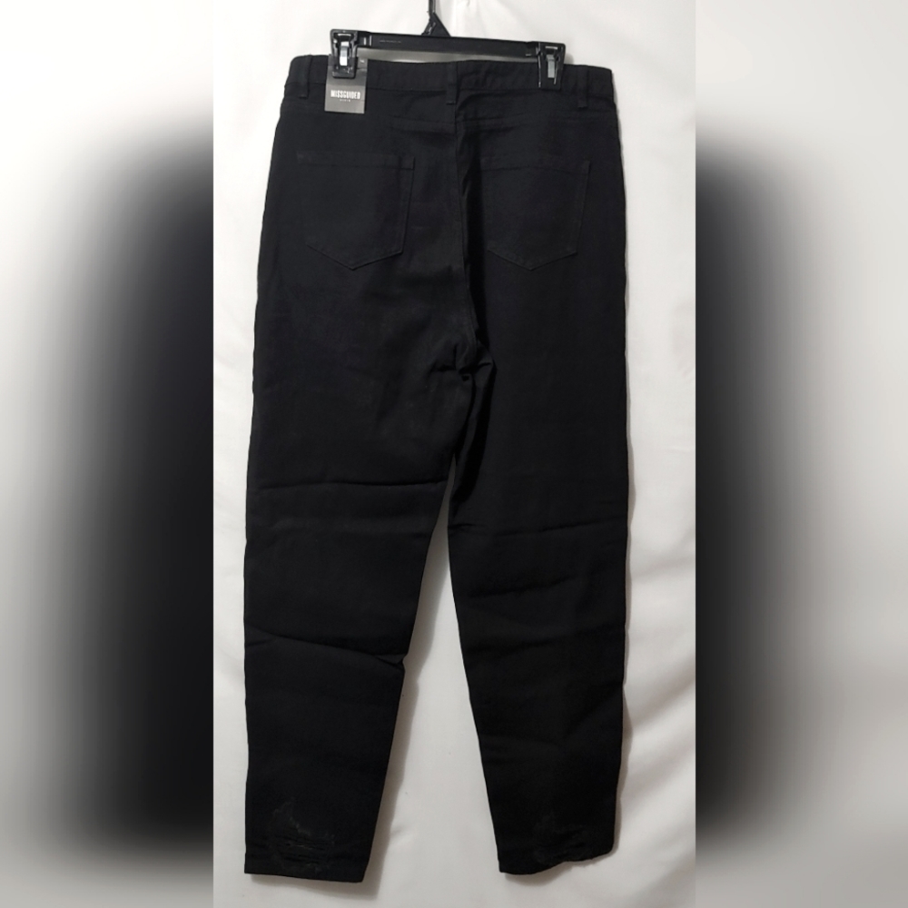 Misguided Black Riot High Rise Ripped Mom Jeans NWT - Picture 5 of 11